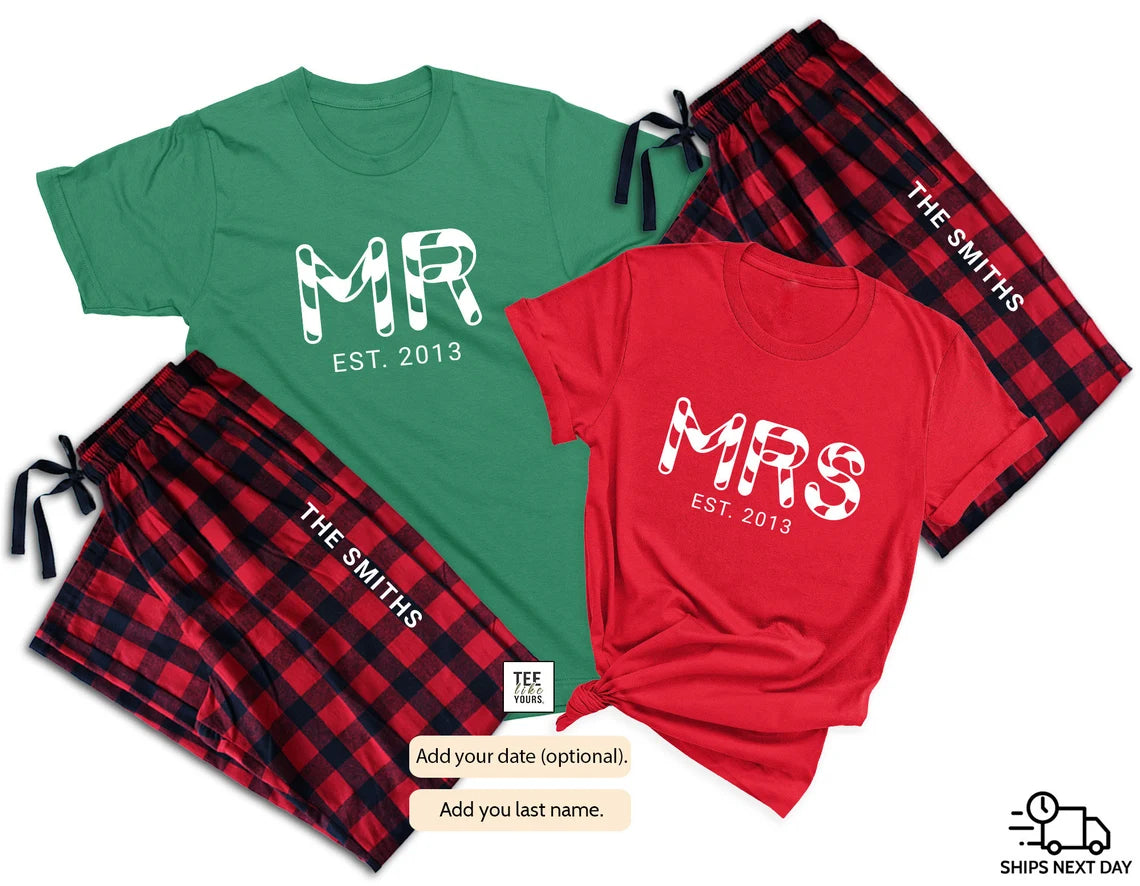 His & Hers Couple Matching Pajamas, Personalized Anniversary Gift