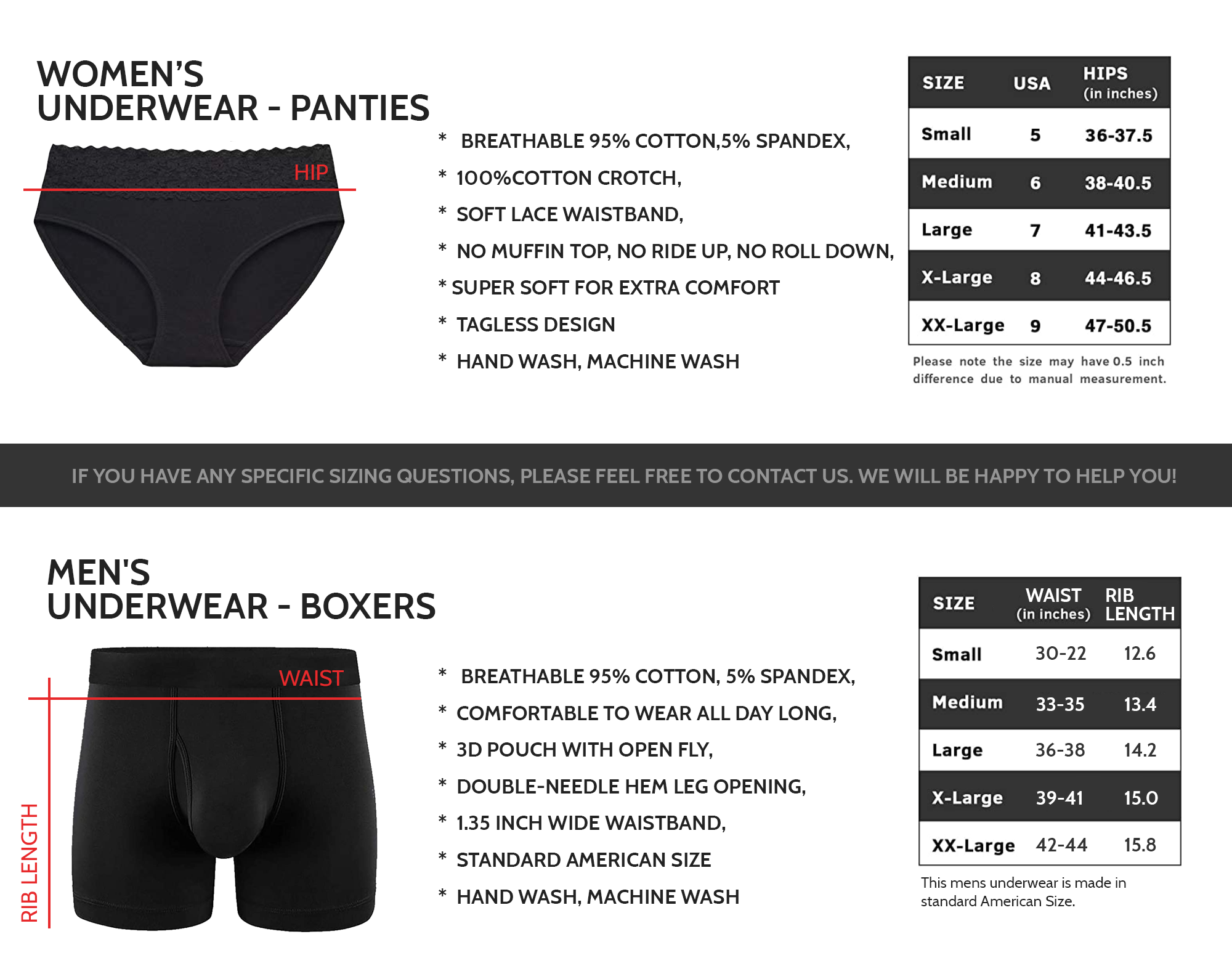 Customize Matching Couple Underwear - Black Boxer Brief Underwear
