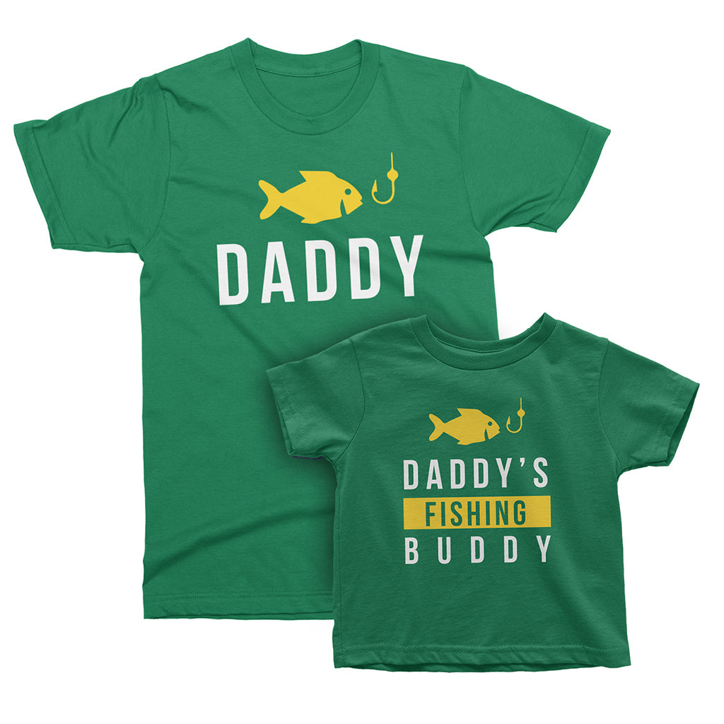 Daddy's Little Fishing Buddy Boys Girls T Shirt Lucky Fishing Tee