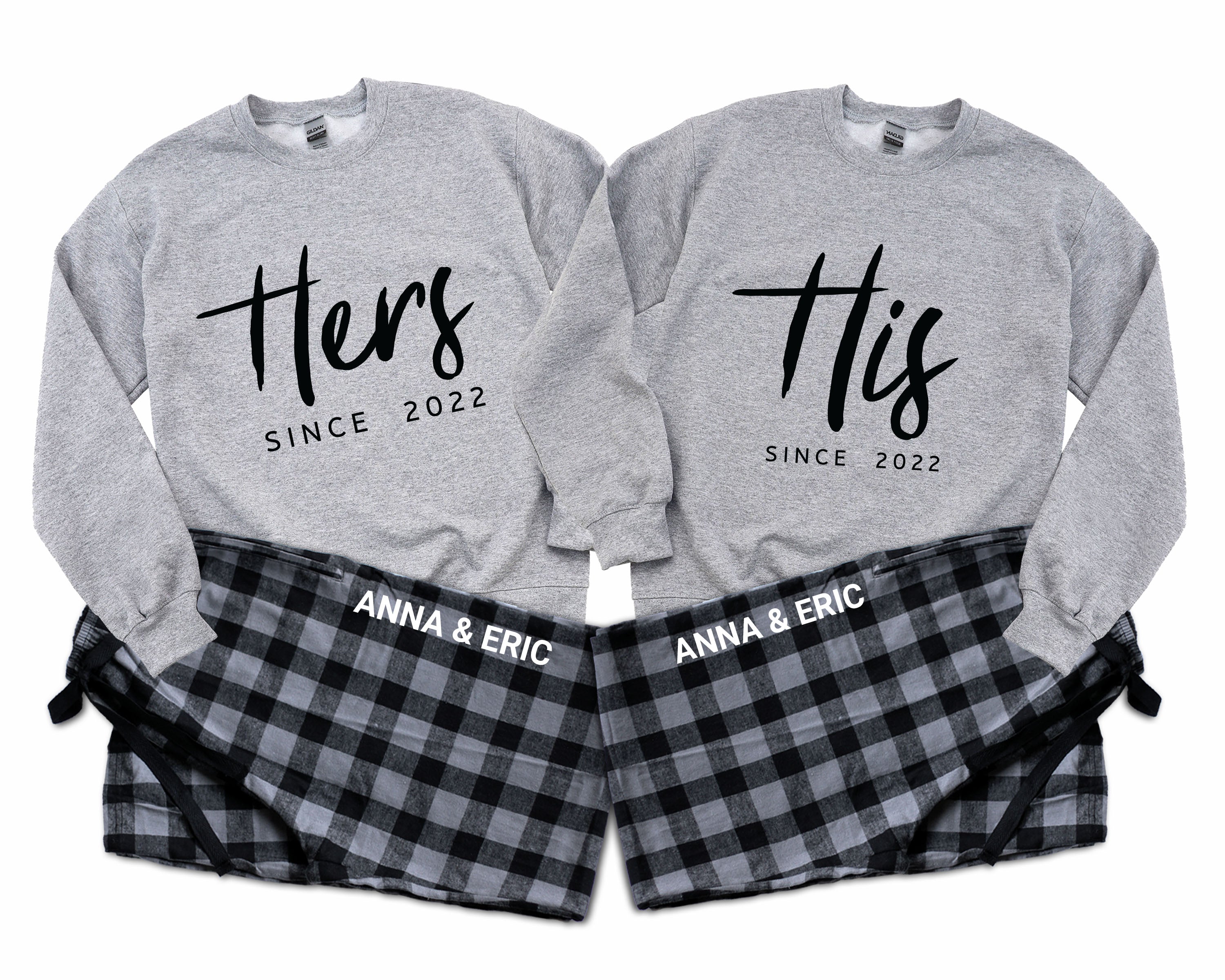 His & Hers - Personalized Couple Matching Pajamas, Valentines Day gift –