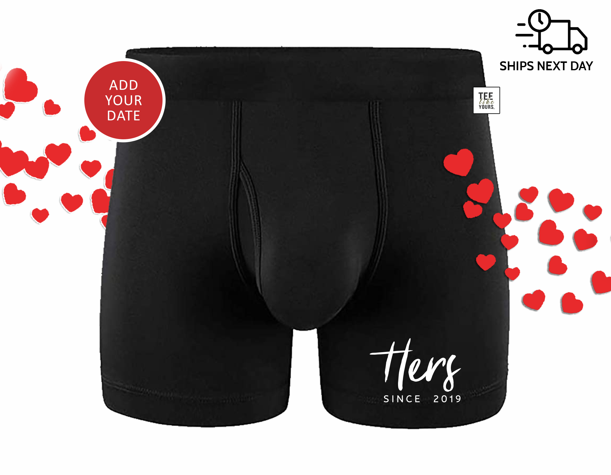 Valentine's Day Funny Heart Print Couple Matching Underwear Black Boxer  Briefs And Bikinis Thongs Lovers Underpants