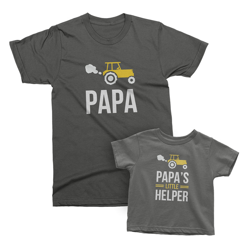 Papa and Papa's Little Helper - Matching Tees for Grandpa/Daddy and Me unisex M / Black