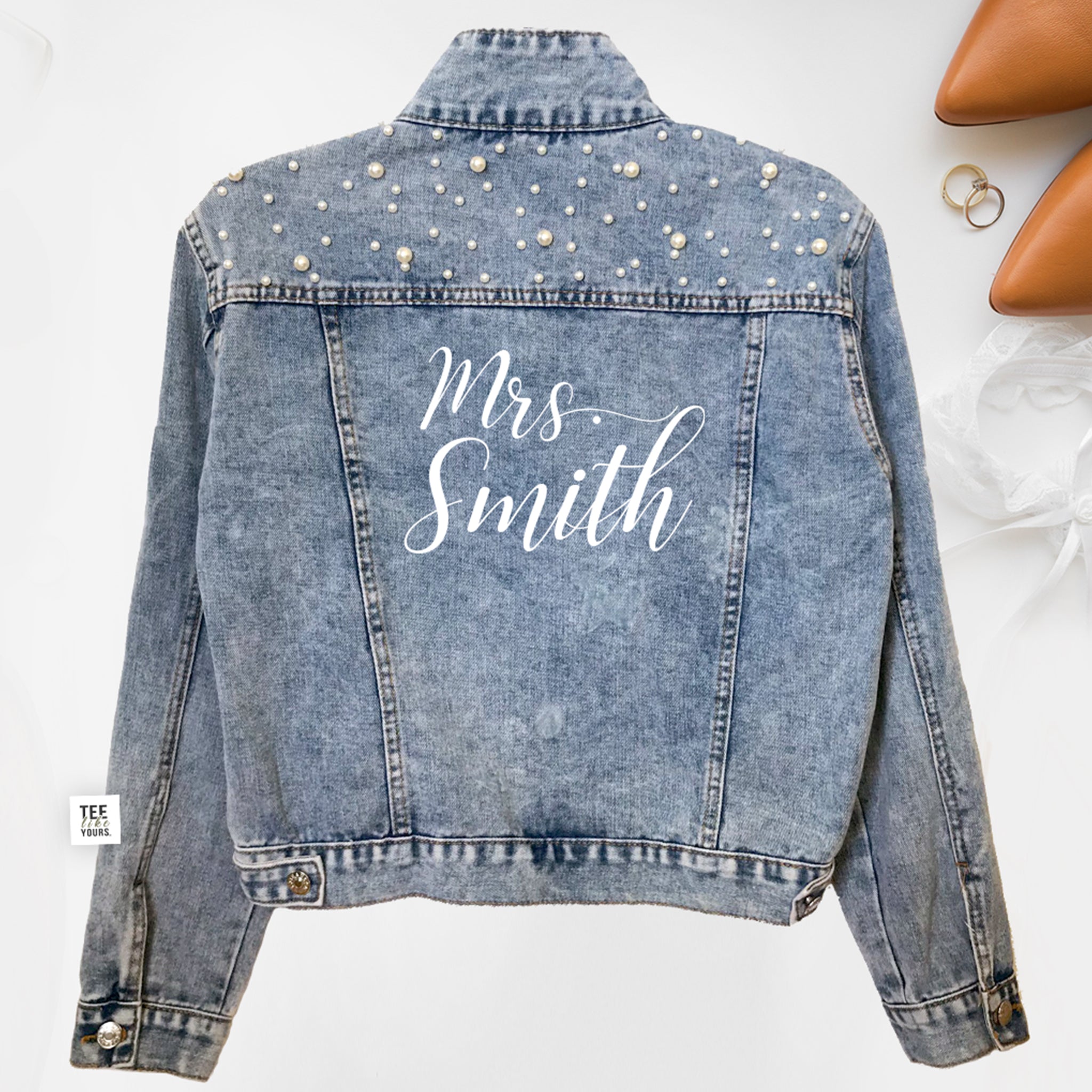 Embroidered Bride Jean Jacket with Flowers